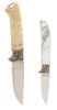 Pair of Pendleton Knives with Outstanding Foliate Details at the Guard in Nickel Silver and Gold Gilt
