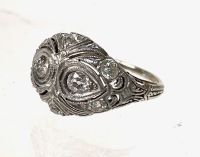 Antique Ladies 14K Yellow Gold with Two Old Mine Cut Diamonds at Center. Hallmarked Peacock for C.D. Peacock Founded in