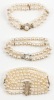 Three Pearl Bracelets for the Lady. All in Superior Condition with Each Having Jeweled Diamond Clasps in 14K Yellow or W
