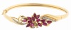 Extremely Fine Ladies 14K Yellow Gold Ruby and Diamond Bracelet in an Exquisite Foliate Design