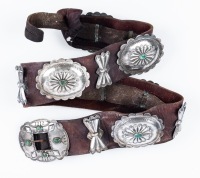 Phenomenal 1970's Vintage Concho Belt in Sterling Silver and Turquoise Cabochons
