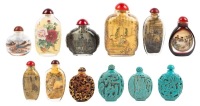 Collection of Vintage Chinese Snuff Bottles, Both in Scenic and Traditional Designs