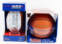 Two Signed Balls: Mint Jerry West Signed Basketball and a Hutch Special Edition Football Signed by a Whole Bunch of Cowb