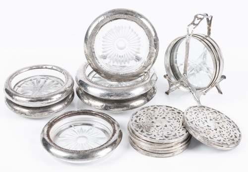 Assortment of Sterling Silver and Crystal Coasters