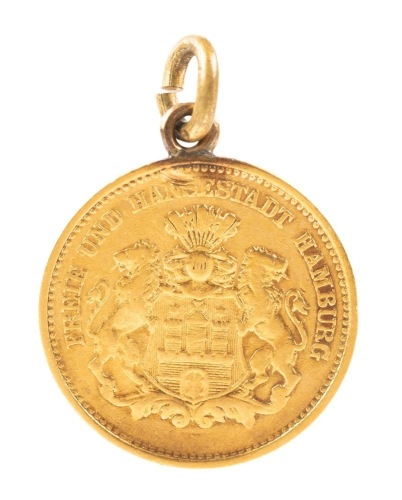 Ladies Gold 1887 German 5 Mark Pendant