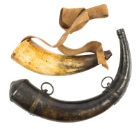 Two (2) Handsome, 19th Century Powder Horns: Moroccan and American