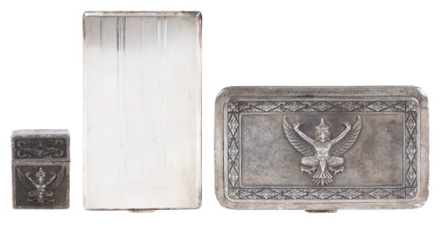 Two Sterling Silver Cigarette Cases one with Matching Lighter