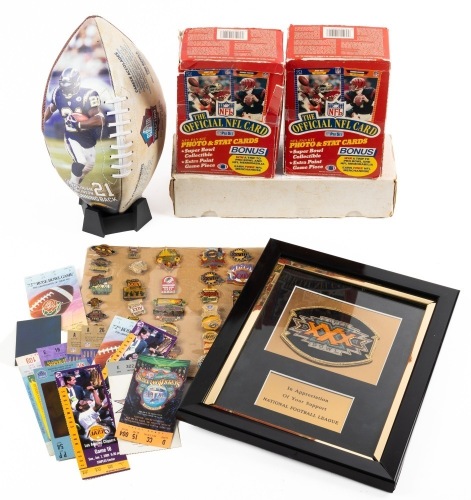 Diverse Collection of Football Ephemera Superbowl and Individual Player's Material