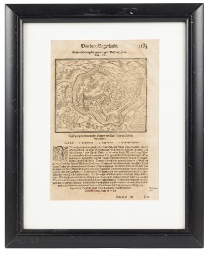 Original Woodcut Page from Sebastion M&Atilde;&frac14;nster's "Cosmographia"