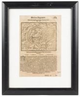 Original Woodcut Page from Sebastion M&Atilde;&frac14;nster's "Cosmographia"