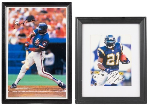 Two Boldly Signed Color Photographs: LaDainian Tomlinson San Diego Chargers and J. Dwight Smith, Chicago Cubs