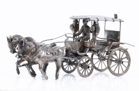 800 Egyptian Silver, Miniature, Late 19th Century Coach Pulled by Two Horses