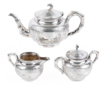 Rare Antique Handcrafted Chinese Silver Export Tea Set in Outstanding Condition ca. 1890