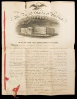 Jacob Thompson as Secretary of the Interior Signed Patent for Improved Mathematical Dividers (Calipers) January 5, 1858