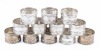 Twelve (12) Matching Sterling Silver Napkin Rings with Two Rows of Foliate Designs