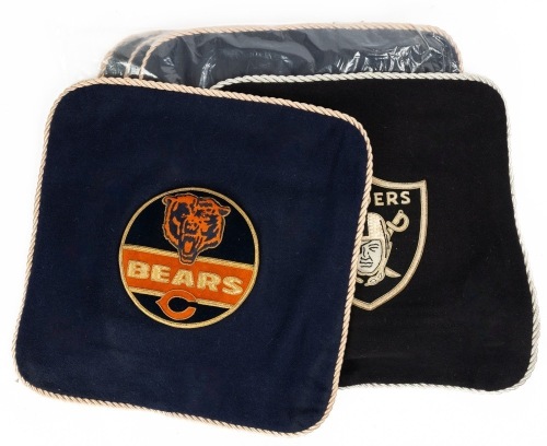 Six (6) One of a Kind Seat Cushion/Pillow Slips Proposed to the NFL. Extremely Well Made With Elaborately Sewn Team Logo