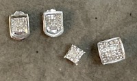 Pair of Pave Diamond Stud Earrings plus Two Separate Stud Earrings for the Man
