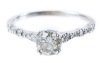 Fine Ladies Engagement Ring Centered with a High Profile Prong.75 Carat Brilliant Cut Natural Diamond in 14K White Gold