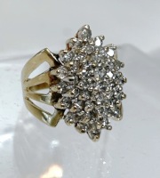 Ladies 14K Yellow Gold and Diamond Cluster Ring