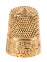 Antique 14K Yellow Gold Thimble with Engraved Foliate Designs at Base