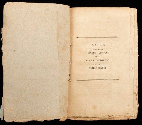 Early National Period: Rare, Acts Passed at the Second Session of the Ninth Congress of the United States Original Print