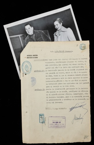 Juan Peron: Document Signed by Peron During WWII
