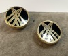 Pair of Button Post Earrings in 14K Yellow Gold and Onyx