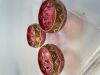 Moser (Bohemia) Cranberry Glass Open Salt Cellars with Spectacular Enamel Work