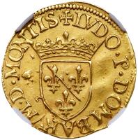 France: Dombes. Duchy. Louis II de Bourbon-Montpensier (1560-1582). Gold Ecu d' or or &Acirc;&frac12; Pistole, 1579