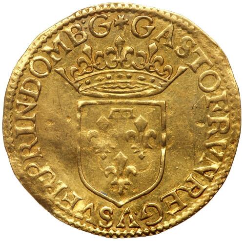 France: Dombes. Gaston d' Orl&Atilde;&copy;ans (1627-1650). Gold Ecu d'or or &Acirc;&frac12; Pistole, 1641