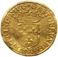 France: Dombes. Gaston d' Orl&Atilde;&copy;ans (1627-1650). Gold Ecu d'or or &Acirc;&frac12; Pistole, 1641