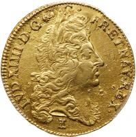 France. Louis XIV (1643-1715). Gold Double Louis d' or a l ecu, 1691-I