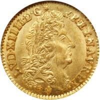 France. Louis XIV (1643-1715). Gold Louis d'or a l ecu, 1692-M