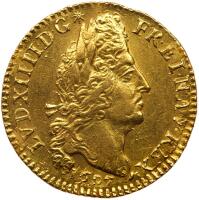 France. Louis XIV (1643-1715). Gold Louis d'or aux 4 L, 1697-A