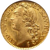 France. Louis XV (1715-1774). gold Louis d'or au bandeau, 1752/1-W