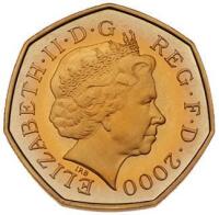 Great Britain. Elizabeth II (1952-2022). Gold 50 Pence, 2000