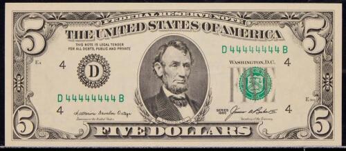 $5 FRN D44444444B