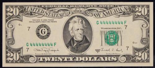 Ex. Billy Key $20 1988A FRN G44444444F