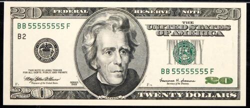 Superb Gem Unc $20 FRN 55555555