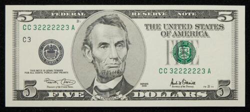 $1 1999 FRN L32222223T PMG 68 EPQ + $1, $5 32222223s