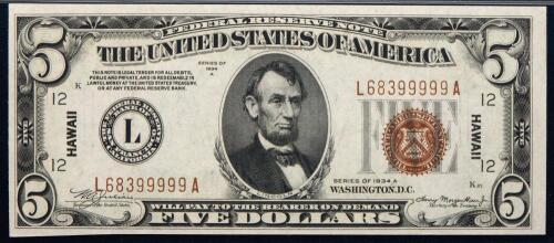 Pair of $5 and $10 FRNs with the HAWAII overprint