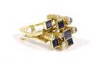 Lady's Sapphire, Diamond, 18K Yellow Gold Free Form Design Ring