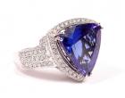 Lady's Tanzanite, Diamond, 14K White Gold Ring