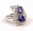 Lady's Tanzanite, Diamond, 14K White Gold Ring