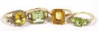 Collection of Four Gemstone, Diamond, Yellow Gold Rings