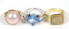 Collection of Three Gemstone, 14K Rings