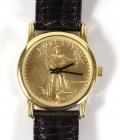 Lady's Yellow Metal Coin Style Wristwatch