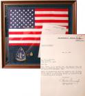 Gemini 11, 1966, FLOWN US FLAG AND Gold-plated Sterling Silver Fliteline Medallion