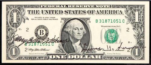 Octet of $1 1999 FRNs with dual Courtesy Autographs