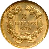 1878 $3 Gold. NGC MS63 - 2